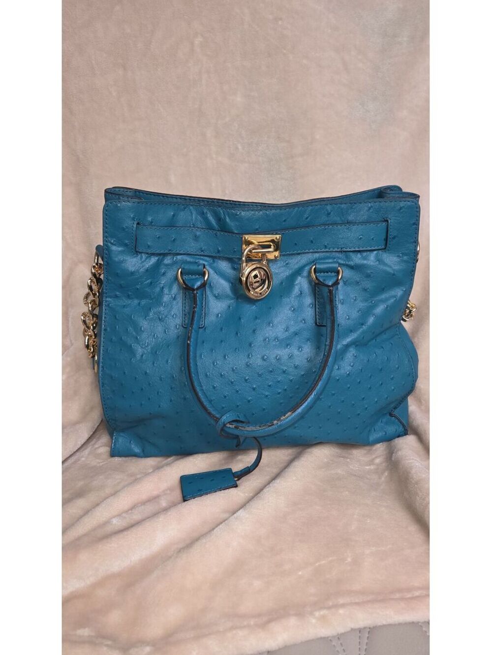 65. Michael Kors Blue/Teal Ostrich Hamilton